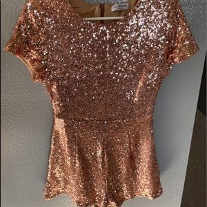 Fashion Nova rose gold romper (medium)